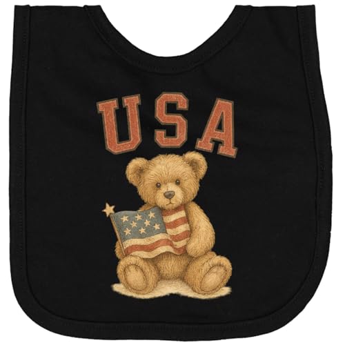 inktastic Patriotic USA Teddy Bear with American Flag Newborn Bib