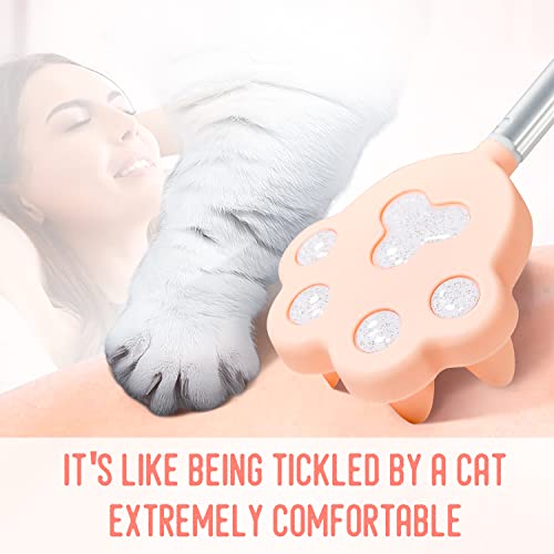 Portable Extendable Back Scratcher For Men And Women, 9 To 27 Inches Long Telescoping Handle, Cute Cat Claw Head, Manual Head Neck Foot Back Scratcher (Pink) #TOP4