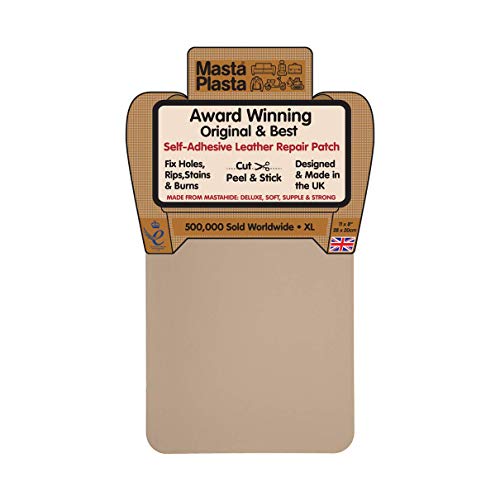 MastaPlasta Self-Adhesive Instant Leather & Vinyl Repair Patch, XL - 8 x 11 Inch. Beige
