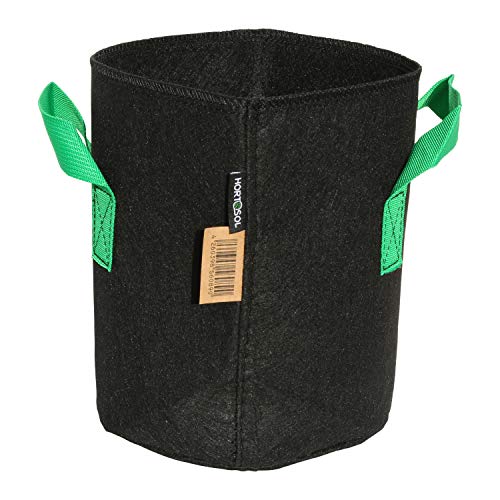 HORTOSOL Vaso têxtil saco para plantas preto/verde, 7,5 litros, Ø 20 x 24 cm