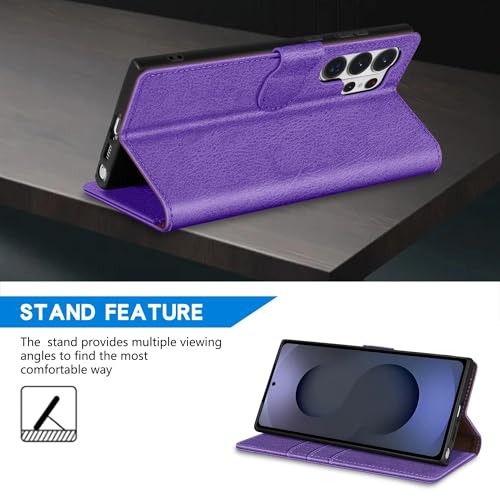 ZZXX for Galaxy S26 Ultra Wallet Case Magnetic Closure 6.8 inch,Purple - image 5
