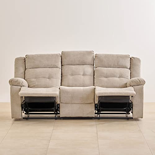 Image of Home Centre Helios Zurich Fabric 3-Seater Manual Recliner - Beige