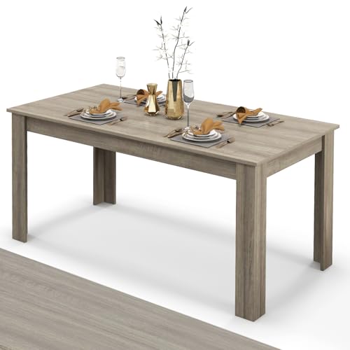 HOMASIS Tavolo da Pranzo, Tavolo Cucina in Legno, Tavolino Rettangolare, Scrivania, Tavolo da Soggiorno Elegante e Robusto, Fino a 8 Persone, Portata di 150 kg, 160 x 80 x 77 cm (Naturale)