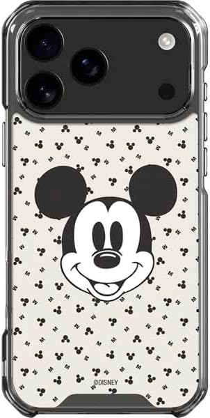 Skinit Clear Phone Case Compatible with iPhone 17 Pro Max - Officially Licensed Disney Mickey Mouse Face Pattern Design