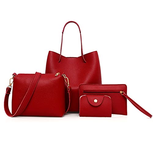 4Pcs/set Leather Women Handbag Shoulder Bag Tote Card Holder Purse Messenger Satchel Top Handle Bags Shoulder Handbag