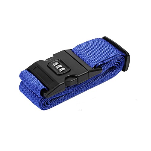 Flyshop Blue Travel Luggage Strap Adjustable Suitcase Packing Belt With 3-dial Security Lock