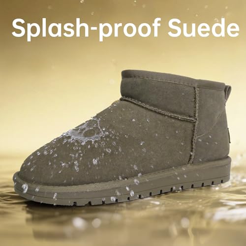 Genuine Suede Ankle Snow Boots for Women Men-Water Resistant Warm Flat Padded Winter Fuzzy Mini Boots with Cozy Faux Fur Lining4