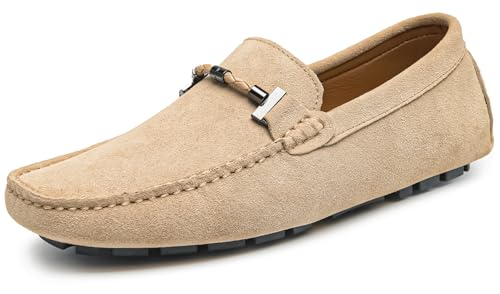 Image of Go Tour New Mens Casual Loafers Moccasins Slip On Driving Shoes Beige 13/49