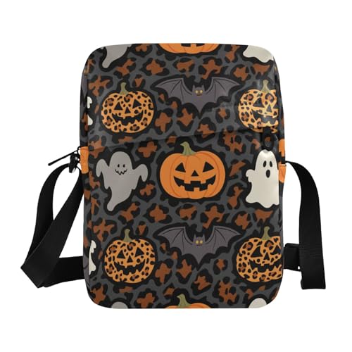 KLL Halloween Orange Leopard Pumpkin messenger bag for men Vegan Leather Crossbody Small Bag For Women Shopping Woman Shoulder Handbags
