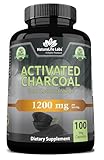 NaturaLife Labs Activated Charcoal 1200 mg per Serving – from Coconut Shells – 100 Veg Capsules – Non-GMO, Gluten-Free, Vegan
