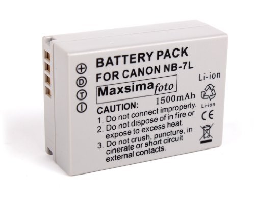 MaxsimafotoCompatible NB-7L NB7L 1500mAh Battery for Canon POWERSHOT G10, G11, G12, SX30