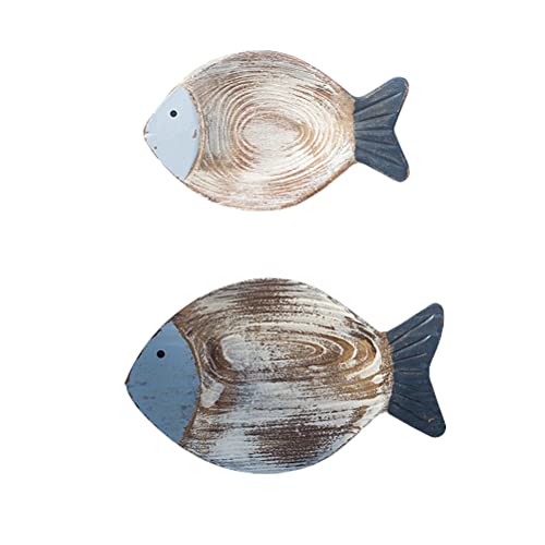 BICBLL 2 piezas 3D madera peces decoración colgante de pared, decoración de playa, peces mar, decoración de arte de pared, decoración de baño océano, decoración de pared náutica, objeto de pared para