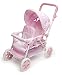 Badger Basket Folding Double Front-to-Back Doll Stroller (fits American Girl Dolls), Pink/White