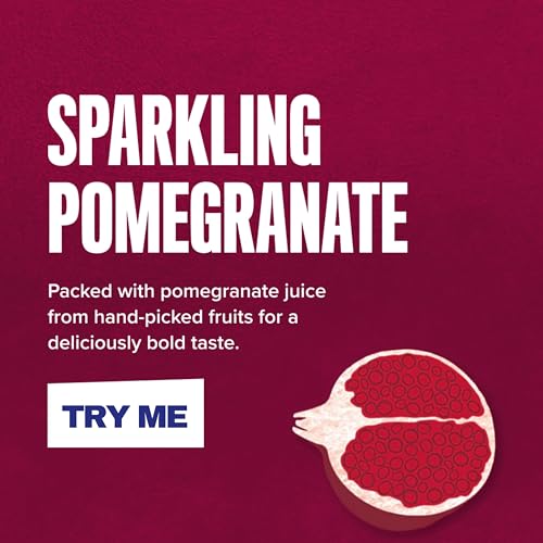 Rubicon 24 Pack Sparkling Pomegranate Flavoured Fizzy Drink with Real Fruit Juice, Handpicked Fruits for a Temptingly Intense Taste "Made of Different Stuff" - 24 x 330ml Cans