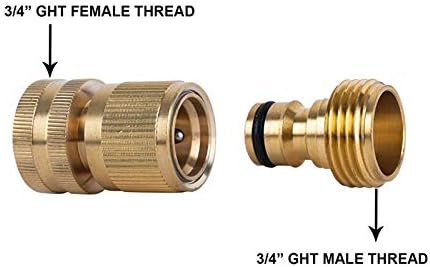 Shiwaki Brass Garden Hose Connector Kit, 3/4 inch Female Thread Tap Connector and Male Quick Connector Adapter (4-piece set) - Image 4