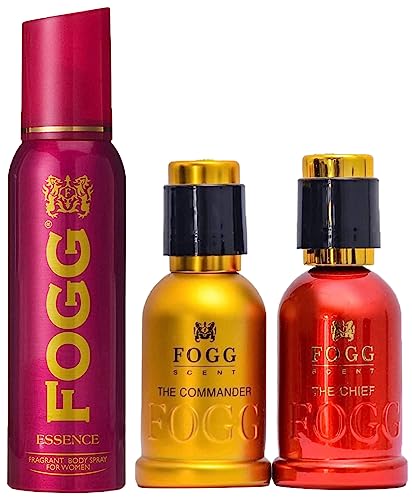Image of FOGG Men & Women Fresh Scent Chief & Commender, 100Ml (Combo Of 2) & Essence Perfume Body Spray, Long Lasting No Gas Deodorant, 150Ml