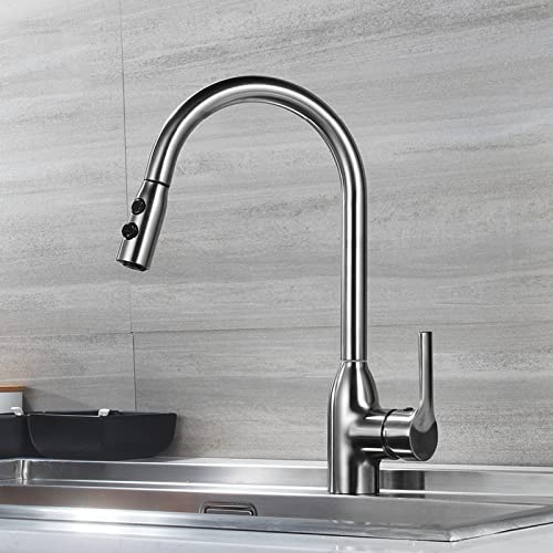 Robinet de cuisine extractible anti-trace pour un évier propre et moderne