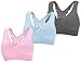 Pretty Seamless 3-Pack Butterfly Lace Racerback Women's Seamless & Wirefree Comfort Bra with Removable Pads