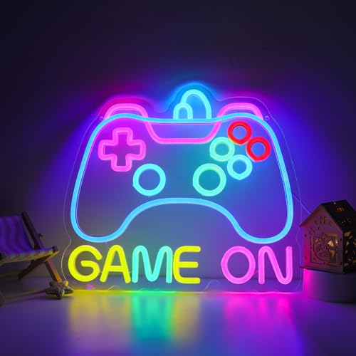 Image of ENUOLI Gamer on Neon Sign, Gamepad Shaped Neon Signs Light for Boys Room LED Dimmable Game Controller Neon Sign USB Powered Colorful Sign Neon Lights Neon Signs for Game Room Home Decor