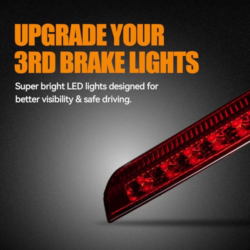 Image of Third 3rd Brake Light LED for 2014-2019 Nissan Rogue, High Mount Rear Brake Lights Assembly for 14-19 Nissan Rogue, Waterproof Center Cab Lamp Stop Light (Red)