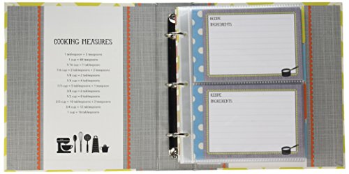 C.R. Gibson Green Striped Recipe Binder, 9'' x 9.5'', 20 pgs.