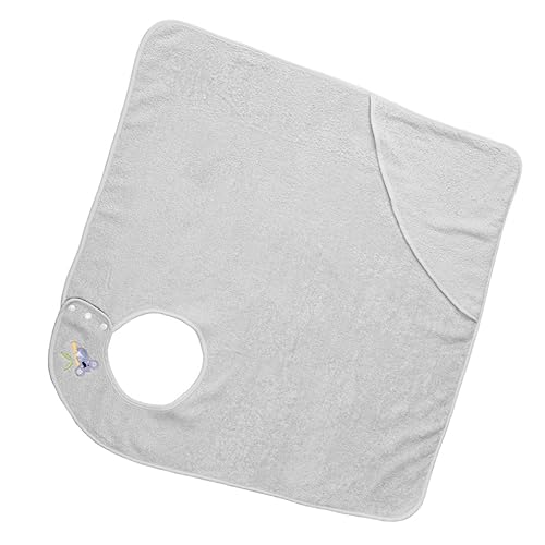 Serviette à capuche pour bébé en coton absorbant, tablier de bain 90x90 cm gris - 6