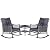 MUPATER 3-Piece Outdoor Rocking Chair Wicker Bistro Set with Table and Cushions, Patio Rattan Rocker Bistro Set for Porch, Grey