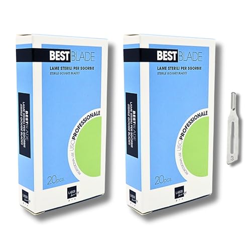 Lame Sgorbia per Podologia Best Blade – 40 Lame Sterili Monouso (2 Confezioni da 20) Professionali per Pedicure, Rimozione Calli e Cura Piedi (Size 3)