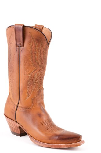 Stetson Womens 11in Handmade Brown Antique Leather Western Cowboy Boots 6.5 B