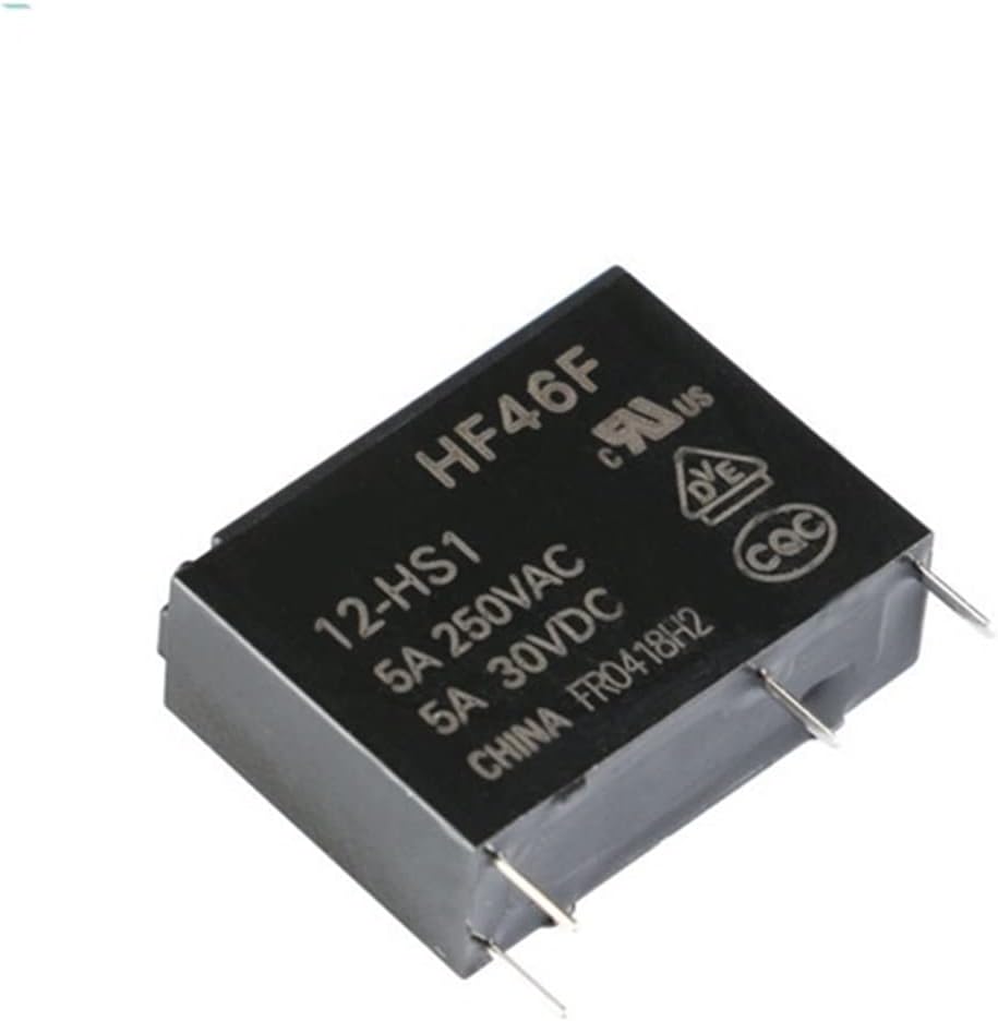 10PCS 5A 4Pin HF46F-5-HS1 HF46F-12-HS1 HF46F-24-HS1 Power Relay A Normally Open 5 V 12 24 DC 250VAC Relays(OneColor)