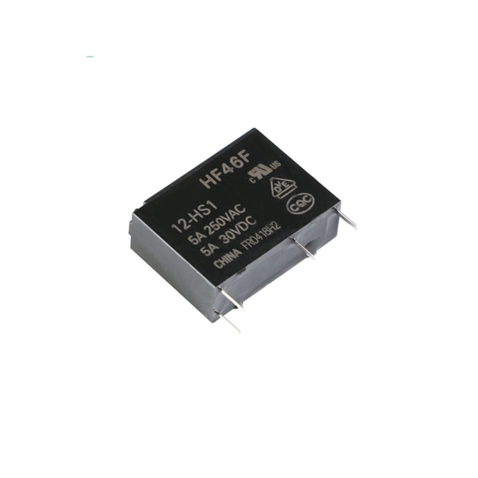 Relais de puissance 5A HF46F 5V 12V 24V DC pour circuit imprimé 10 pièces