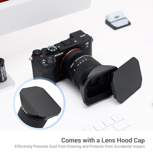 Image of JJC Metal Square Lens Hood for Sigma 18-50mm f /2.8 DC DN Contemporary Lens | Replaces Sigma LH-582-02 Lens Hood, No Vignetting, with Protective Hood Cap, Not Affect The Use of 55mm Filter
