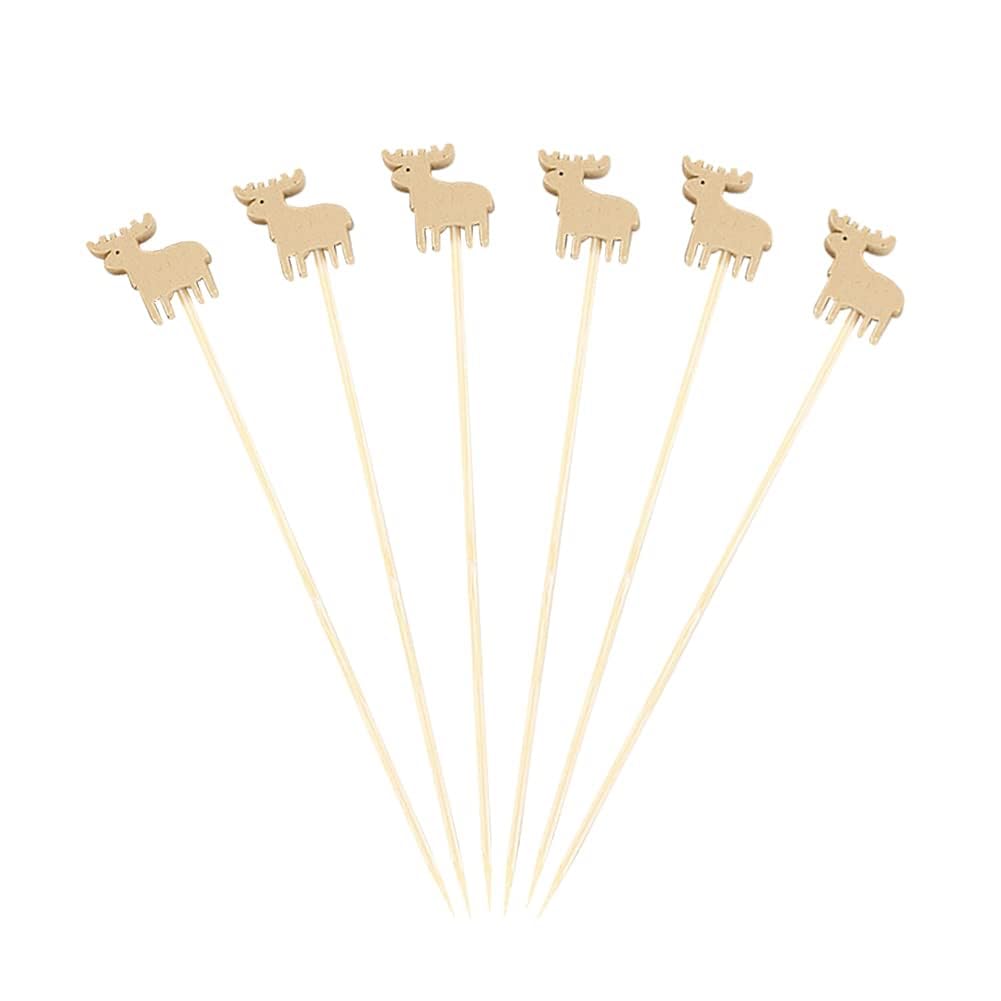 CTRLZS 200Pcs Christmas Cocktail Picks Sticks Toothpicks Decorative Skewers XmasParty Picks for Food Garnish Skewer Sticks B