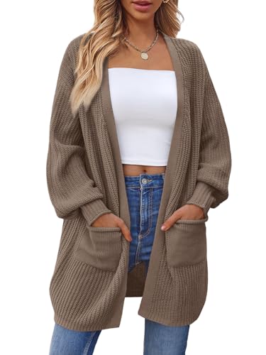 LILLUSORY Long Oversized Cardigans Sweaters for Women Open Front Knit Fall with Pockets 2025 Outfits Fashion