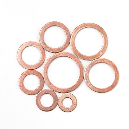 Sutemribor 150Pcs 8 Sizes Copper Metric Sealing Washers Flat Washers Assortment Kit #TOP5