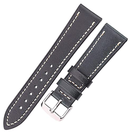 Bracelet de montre en cuir 18mm à 24mm bleu avec boucle acier