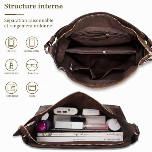 Mabecol Sac À Main Femme, Sac Épaule, Bandoulière, Ensemble Mère Fille Café – vue 5