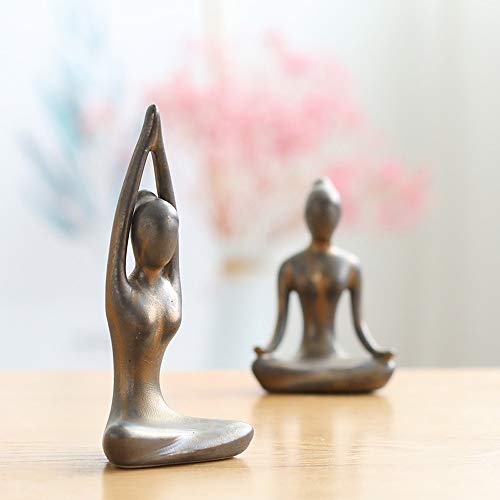 Owmell KT-YJ-G4 Lot Of 4 Meditation Yoga Pose Statue Figurine Ceramic Yoga Figure Set Decor thumb #1