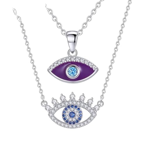 Bijoux œil turc chanceux et collier argent 925 émail pour femme