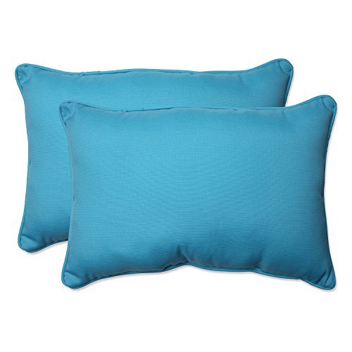 Pillow Perfect Outdoor Veranda Turquoise Over-Sized Rectangular Throw Pillow, Set of 2 by Pillow Perfect