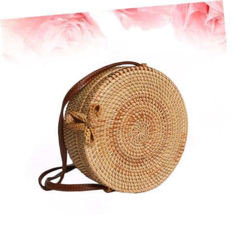 PartyKindom Handmade Natural Rattan Woven Crossbody Bag with Bowknot Buckle Eco Friendly Cotton Lined Shoulder Bag for Women Durable Straw Handbag for Daily Casual Use4