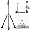 Soporte para luz de fotografía, trípode de aluminio ajustable de 17.7 a 76.8" con rosca de 1/4", carga máxima de 6.6 lb, montaje plegable y portátil para luz de anillo, panel LED, estudio y exteriores 2