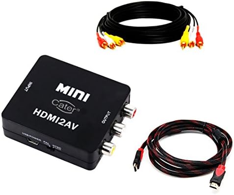 Cater 1080P HDMI to AV 3RCA CVBS Composite Video Audio Converter Adapter Supporting PAL/NTSC with USB Charge Cable for PC Laptop Xbox PS3 TV STB VHS VCR Camera DVD (hdmi 2 av +cable)