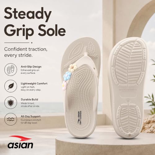 Image of ASIAN Indigo-35 Flip Flops for Women | Doctor Soft Cushion Sole, Lightweight Comfort, Cute Floral Design, Anti-Slip Grip, Ideal for Daily Uses & Travel