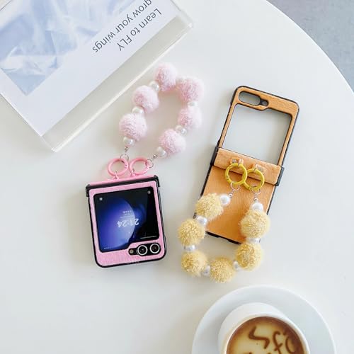 Coque Samsung Z Flip4 antichoc cuir rose dragonne robuste - 6