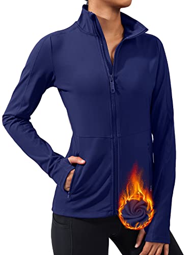VUTRU Veste de course polaire Jack pour femme chaude pour l'entraînement quotidien, fitness, course, yoga, Blau, S Cover
