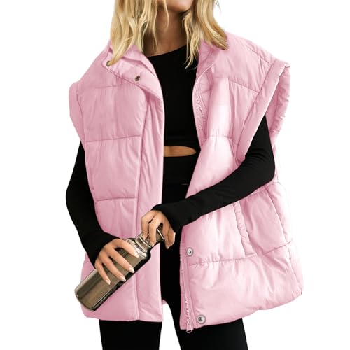 Songling Womens Oversized Puffer Vest Stand Collar