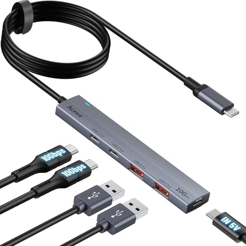 Usb 3.2 gen 2 hub with 2 usb-a & c ports and type-c power supply port
