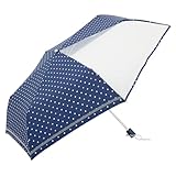 傘 子供 折りたたみ 55cm×6本骨 前が見えるミニ傘 かんたん開閉 透明窓付き キッズ 男の子 女の子 LIEBEN-1330 (ドットネイビー)