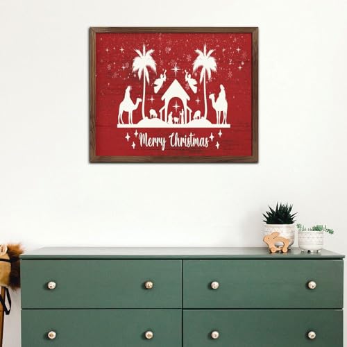 Panneau mural Jésus en bois antique décor de Noël rétro 40x50 cm - 6